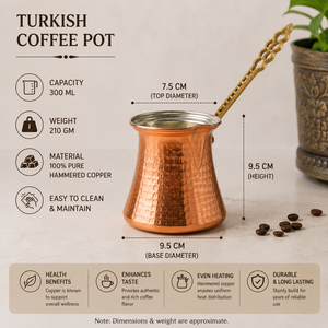 Cezve Ibrik en cuivre martelé fait main avec poignée en laiton, pour café turc, expresso arabe et grec, et chauffe-lait/beurre, ustensile de cuisine - Product Image 4
