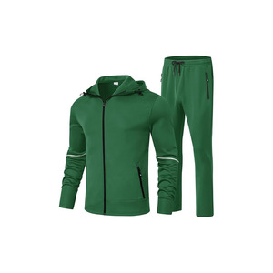 Ensemble de survêtement pour homme en polaire 100 % polyester respirant imprimé, avec veste à capuche zippée et pantalon de survêtement, style streetwear - Product Image 1