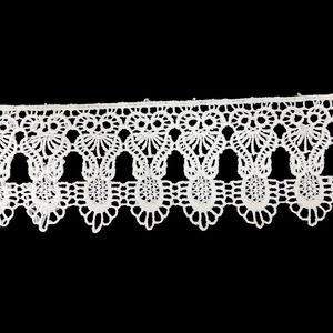 Ruban de dentelle en polyester blanc de qualité supérieure - Dentelle à bordure festonnée florale brodée vintage pour la couture, la confection de robes - Product Image 1