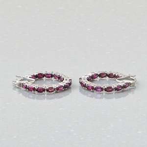 Natural Rhodolite Garnet Stud Earrings 925 Sterling <b>Silver</b> Nickel-Free Elegant Jewelry Gift for Women Anniversary Party Wear - Product Image 3