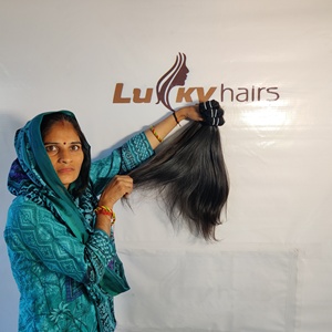 Extensions de cheveux humains 100% naturels, vierges, lisses, noirs naturels, double trame, cuticules alignées, non traités, Remy - Product Image 3