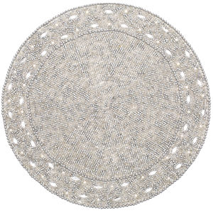 Luxury Kitchen Decor <b>Beaded</b> <b>Placemat</b> Round Pattern Plastic and Cloth Tablemat for Dining Table Restaurant and Hotel Design - Product Image 1