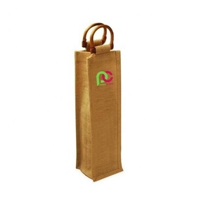 ที่กําหนดเองถุงไวน์ Burlap ปอกระเจาธรรมชาติ 100% พร้อมสายรัดถุงของขวัญจัดการนํามาใช้ใหม่สําหรับงานแต่งงานวันเกิดพรรคหมั้น - Product Image 1
