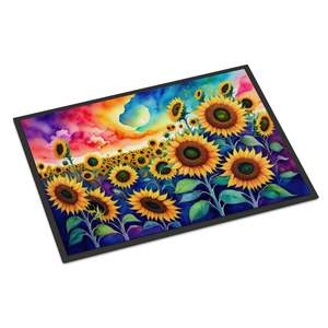 Felpudo con girasoles en color antideslizante para interiores/exteriores, alfombra de pila baja lavable para entrada, 24H X 36W, felpudo para puerta Delantera - Product Image 1