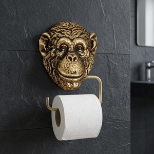 Beads <b>Art</b> Chimpanzee <b>Face</b> Wall-Mounted Toilet Paper Holder Brass Antique Handmade Novelty Bathroom Accessory - Product Image 4