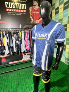 Husky Baseball Jersey Men's Short Sleeve Solid Moisture Wicking Sublimated Polyester V-Neck Button Front <b>Athletic</b> Fit Adult All - Product Image 5