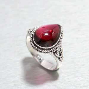 Pear <b>Garnet</b> <b>Ring</b> 925 Sterling <b>Silver</b> Handmade January Birthstone Jewelry Women Gift Elegant Gemstone <b>Ring</b> - Product Image 6