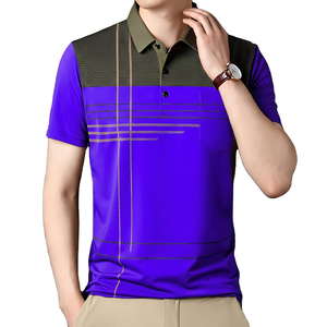 Polo de Manga Corta para Hombre, Estampado Verde, Tejido de Punto, Secado Rápido, Casual, con Diseño de Bolsillo - Product Image 6