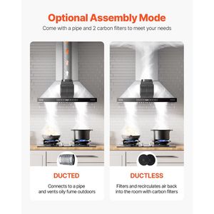 Campana extractora de techo tipo chimenea de 36 pulgadas, 800 CFM, de acero inoxidable, para cocina, con control por gestos, montaje en pared - Product Image 3