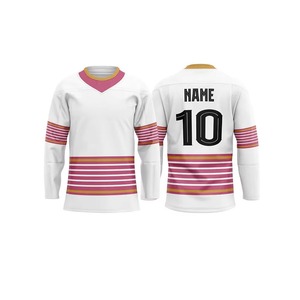 Maillot de hockey sur glace 100 % polyester personnalisé avec logo, dernier design, col en V, anti-humidité, imprimé par transfert thermique, nom de l'équipe, OEM, vente en gros - Product Image 3