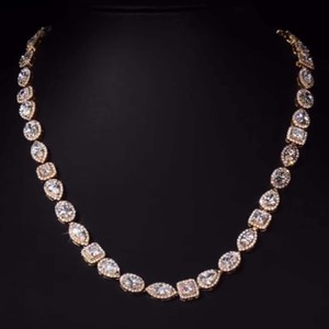 Luxury Charm <b>Necklace</b> 38ct VVS D Diamond Mixed Pear Oval Marquise Princess Cut 925 Sterling Silver Rhodium Plated Halo <b>Statement</b> - Product Image 1