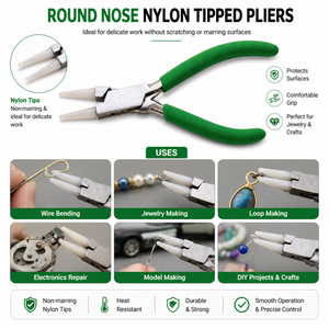 Pince à bec rond en nylon pour la fabrication de bijoux, outil de façonnage de fil sans rayures, pour la création de boucles, la perlage et le bricolage, outil manuel durable - Product Image 5