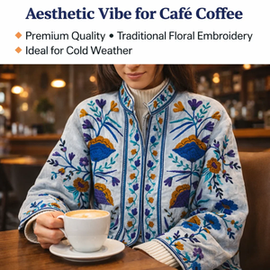 Chaqueta Blanca Bordada a Mano para Mujer, Chaqueta Bomber de Diseño con Bordado Floral - Product Image 4