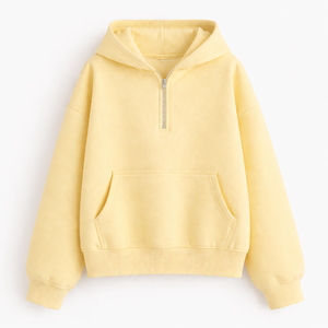 Sweat à capuche oversize pour femme, demi-zip, épaules tombantes, en polaire douce, style minimaliste, streetwear hiver, mode 2026 - Product Image 2