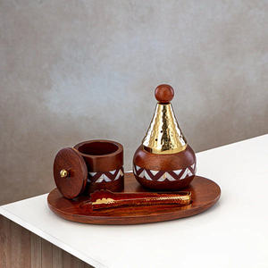 Hand-Made Wood Incense Burner <b>Set</b> With Geometric Pattern Aromatic Censer Tray Sandalwood Storage Box for Home Decor - Product Image 1