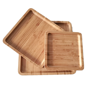 Square Wooden Bamboo <b>Circle</b> <b>Tray</b> for Coffee Table, Food, Ottoman - Product Image 5