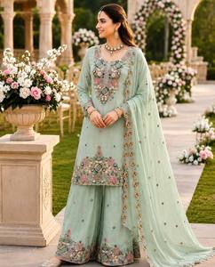 LD CREATION Embroidered Sharara Suit Set Sequins Work Modern Designer Party Wear Salwar Kameez Women - Product Image 4