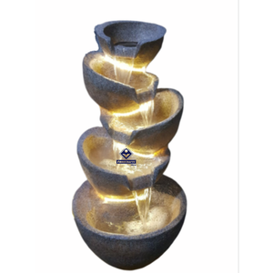 Fontaine murale extérieure effet pierre antique 2026 avec cascade et bol en lotus pour décoration de jardin - Product Image 2