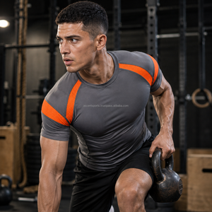 Men <b>Skin</b>-Fit Performance Compression Shirt Short Sleeve Breathable Custom <b>Base</b> <b>Layer</b> OEM Quick Dry Workout Running Training - Product Image 1