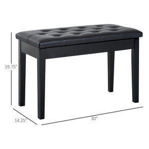Banc de piano traditionnel en bois de bouleau pour 2 personnes, rembourrage en similicuir, clavier mécanique classique 88 touches, marteau réglable, noir - Product Image 3