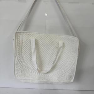 Bolso Tote de Algodón Acolchado Blanco Premium para Mujer, Bolso de Hombro de Viaje Estructurado y Suave - Product Image 3