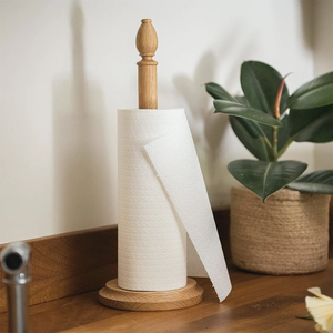 Soporte de papel de cocina de madera, de pie, desmontable, para rollos de papel. - Product Image 1