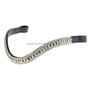 Banda de cuero para cejas de caballo, accesorio de alta calidad, versátil, diseñada con 5 filas, cristales multicolor plateados brillantes, diamantes de imitación ostentosos - Product Image 2
