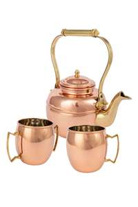 Bold Blossom Traditional Hand-Engraved Copper <b>Tea</b> <b>Set</b> 500ml Capacity Magnificent Antique Elegance Collectors Piece - Product Image 2