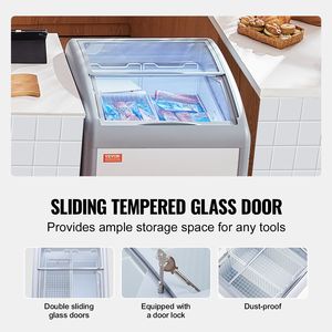 Congelatore Espositore Mobile per Gelato da 5,4 Cu.ft con Vetrina Superiore in Vetro per Ristoranti - Frigorifero Commerciale per Gelati - Product Image 4