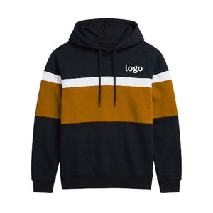 Sudadera con Capucha Color Block para Hombre, Sudadera con Logo Personalizado, Sudadera con Rayas en Contraste, Ropa Urbana, Fabricante de Ropa al por Mayor - Product Image 2