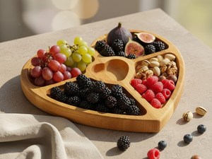 Bandeja de Servir de Madera de Roble Hecha a Mano con Forma de Corazón - Tabla de Aperitivos de Grado Comercial, Diseño Rústico, Regalo Romántico para Parejas - Product Image 5
