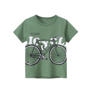 Camiseta de Manga Corta Verde Personalizada para Hombre con Estampado de Bicicleta, Cuello Redondo Informal, Corte Regular, Jersey de Algodón, Diseño Transpirable - Product Image 1
