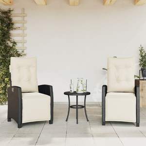 2pcs Black Poly <b>Rattan</b> <b>Reclining</b> Patio <b>Chairs</b> with Footrest - Product Image 1