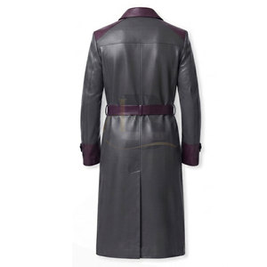 Top Selling <b>Waterproof</b> <b>Long</b> Leather Overcoat for <b>Men</b> Full Length Winter Outerwear Turn-down Collar Single Breasted Button - Product Image 6