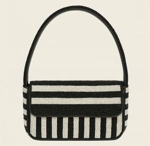 Sac à bandoulière vert menthe à motif abstrait en perles de rocaille, design unique, sac à fermeture éclair en perles de verre, sac fourre-tout décontracté pour femme, idéal pour les événements - Product Image 3