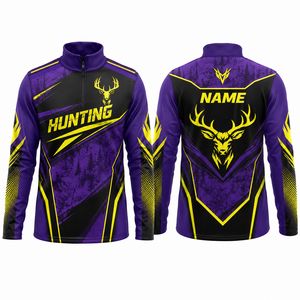 Veste Softshell de Chasse pour Homme Manches Longues Imprimé Violet Jaune Respirante Vêtement d'Extérieur Automne Tissu Polyester - Product Image 1