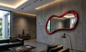 Velvet Finish Resin Wooden Wall Mirror Modern Artistic Frame for Premium Interior Decoration and Gifting - Product Image 6