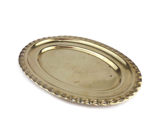 Plato Decorativo Ovalado de Aluminio Ecológico Vintage con Borde de Cuerda, Acabado Dorado Brillante, Decoración de Mesa Metálica en Venta - Product Image 4