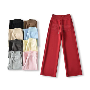 Pantalon de jogging écoresponsable pour femme en Spandex/Nylon, taille haute élastique, coupe ample à jambe large, cordon de serrage réglable, anti-transpiration - Product Image 2