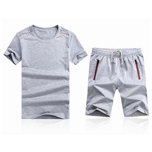 High Quality Men's Breathable Plus Size Summer T-Shirt and Shorts Set Polyester/Cotton Blend Customizable Casual Streetwear - Product Image 1