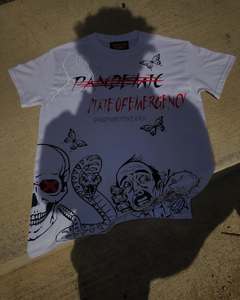 Camiseta de algodón blanca personalizada con estampado gráfico para hombre, informal, cuello redondo, estilo urbano, manga corta, a la moda. - Product Image 6