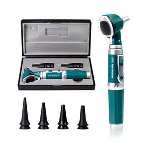 <b>Ear</b> <b>Scope</b> with Light Fiber Optic Otoscope Pocket Diagnostic Tool for <b>Ear</b> Infections with Hard Plastic Case Green Color - Product Image 1