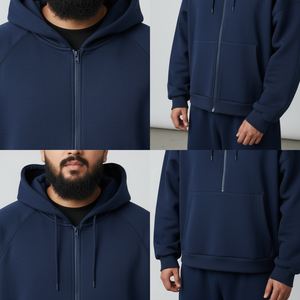 Sudadera con capucha para hombre, de diseñador, oversize, al por mayor, 500 gsm, lisa, corta, tallas grandes, sudaderas con capucha y sudaderas para hombre - Product Image 4