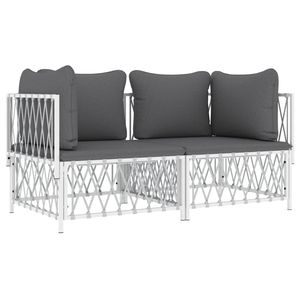 Set Lounge da Giardino Bianco e Grigio Scuro - Product Image 3
