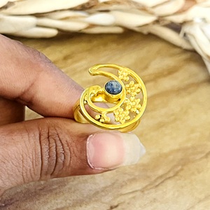 Nuevo Anillo Boho Luna Celestial de Latón para Mujer, Chapado en Oro de 18k, con Labradorita, Ajustable, Venta al por Mayor/OEM/ODM - Product Image 2