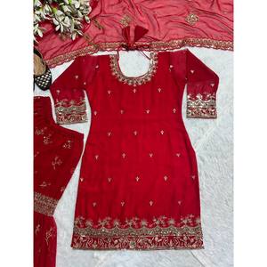 Designer Women's <b>Party</b> Wear Set <b>Top</b> Sharara Plazzo Dupatta - Product Image 2