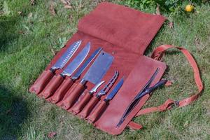 Ensemble de couteaux enroulables en cuir véritable de haute qualité, durable, classique, portable et léger, sac de protection fonctionnel pour couteaux - Product Image 6