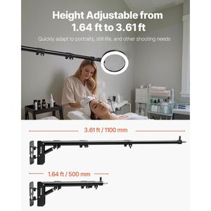 Support mural robuste pour anneau lumineux avec bras triangulaire de 39,37 po/100 cm et rotation à 180 degrés, accessoires de studio photo - Product Image 3