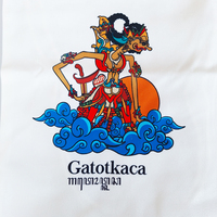 Sac à dos à cordon en toile artisanal indonésien imperméable, motif marionnettes ombre, souvenir culturel traditionnel, léger, pour voyage et sport