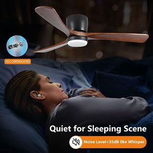 Ventilatore da soffitto LED moderno da 42 pollici con luci, in legno nero, 6 velocità, telecomando reversibile, profilo basso - Product Image 5